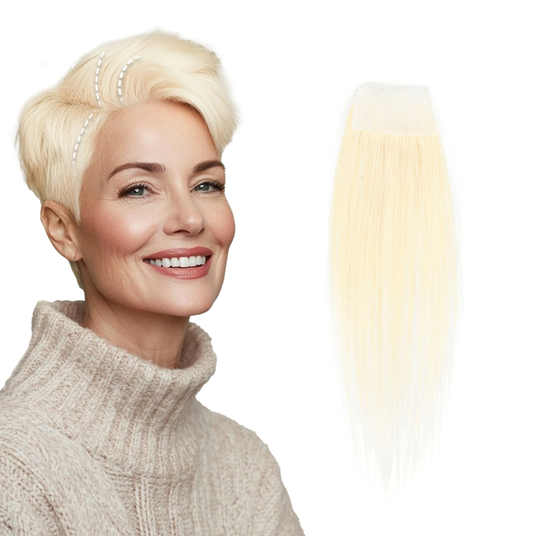 Meiverah Hair scar human hair replacement Accidental burns without hair for men women Hairline Loss Straight Tape in Replacement Toupee (Light Blonde #60)