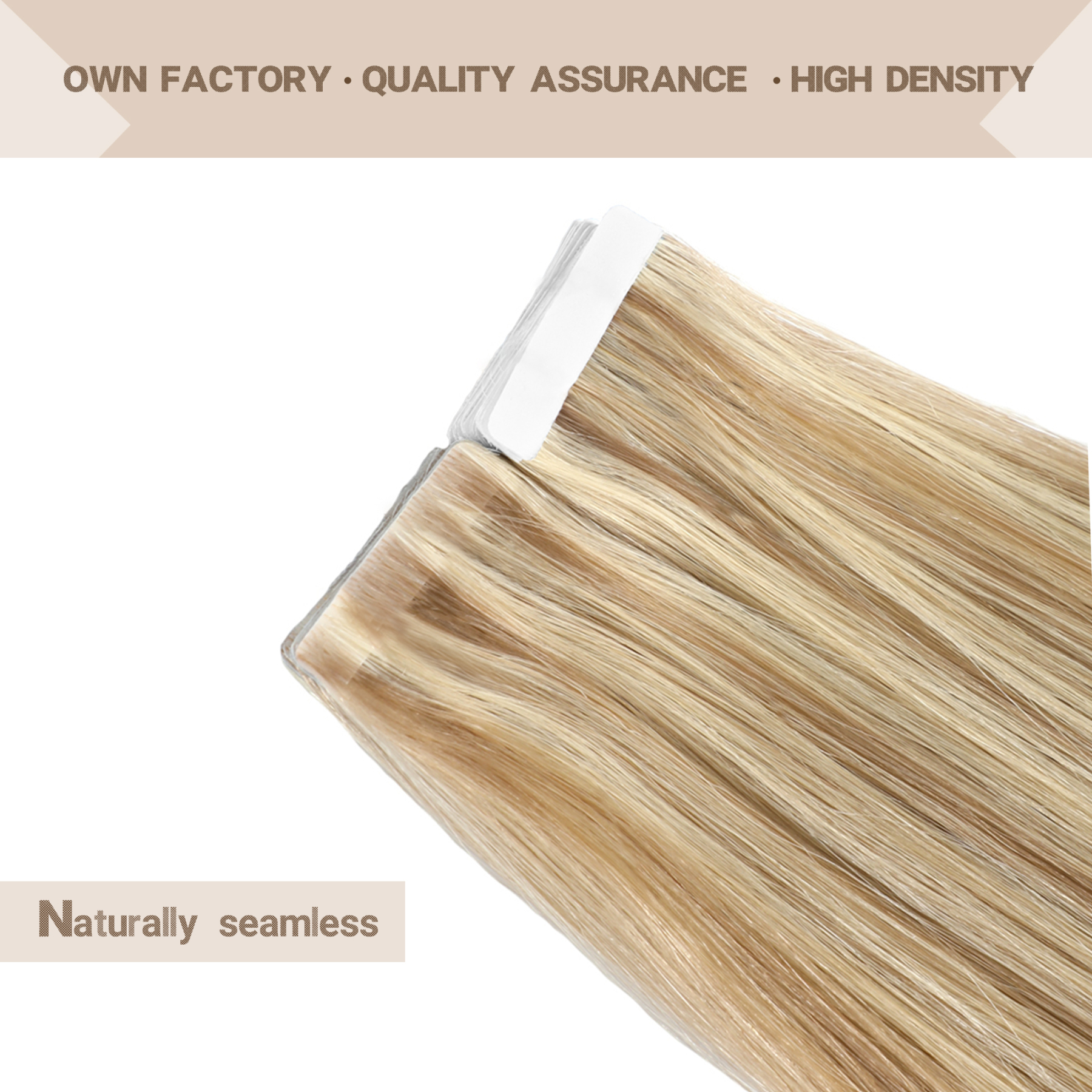 Meiverah Seamless Injected Hand-Tied Tape In Hair Extensions 20 Pcs/50 g Virgin Human Hair (#P18/613)