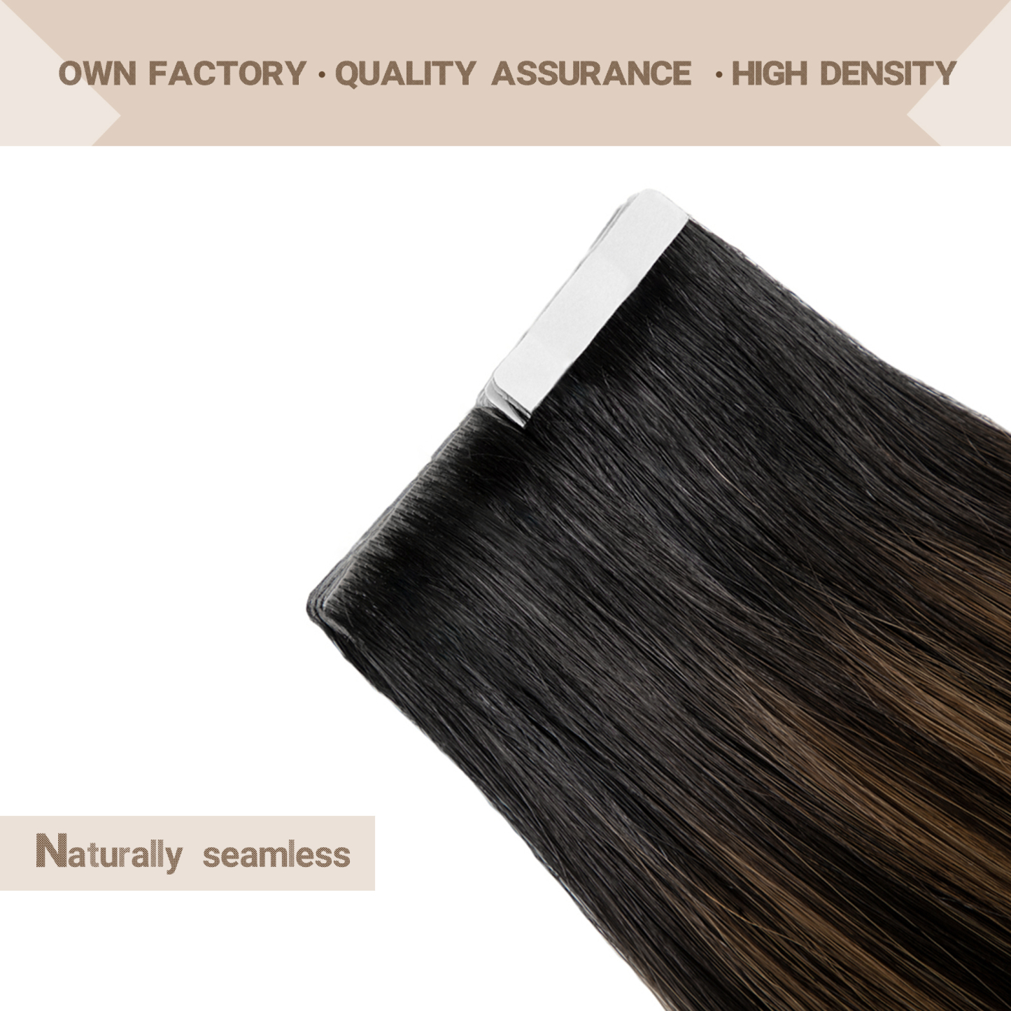 Meiverah Seamless Injected Hand-Tied Tape In Hair Extensions 20 Pcs/50 g Virgin Human Hair (P1B/6/T1B)
