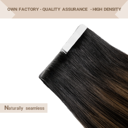 Meiverah Seamless Injected Hand-Tied Tape In Hair Extensions 20 Pcs/50 g Virgin Human Hair (P1B/6/T1B)