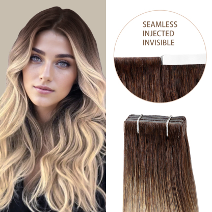 Meiverah Seamless Injected Hand-Tied Tape In Hair Extensions 20 Pcs/50 g Virgin Human Hair (T2/60)