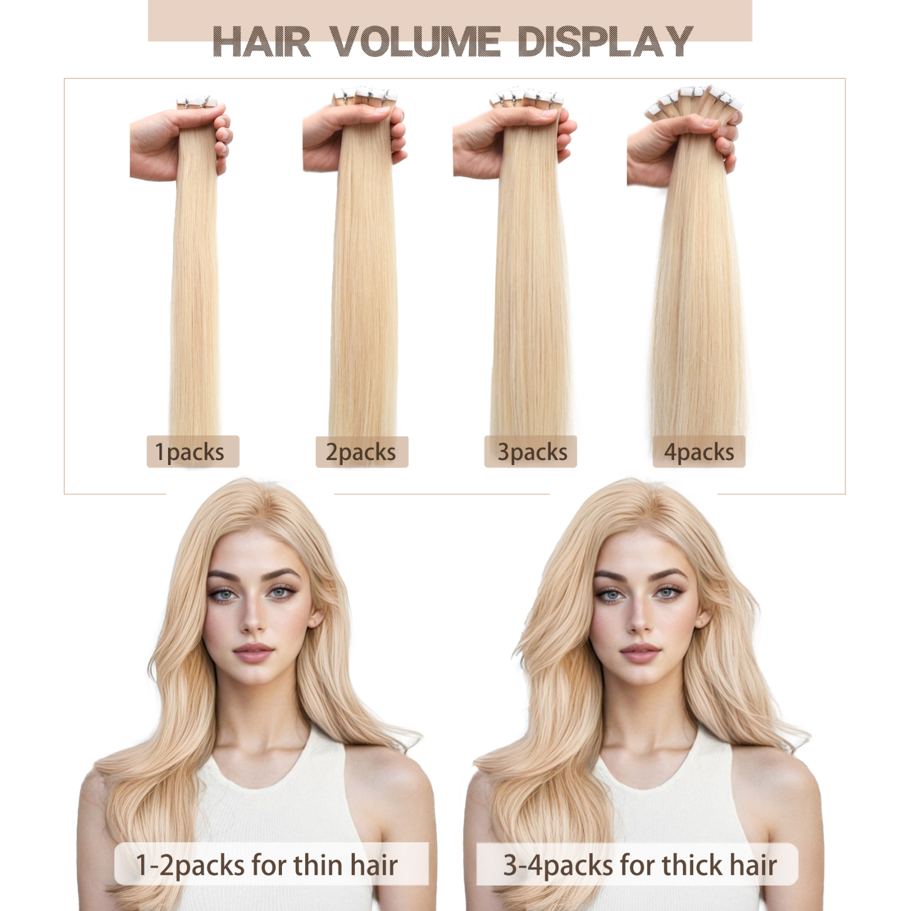 Meiverah Seamless Injected Hand-Tied Tape In Hair Extensions 20 Pcs/50 g Virgin Human Hair (P2-6-T2)