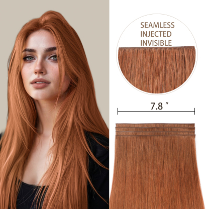 Meiverah 7.87 x 0.32 Inch Long Seamless Hand-Tied Invisible Tape-In Hair Extensions (4 Pcs) - Virgin Human Hair (#33)