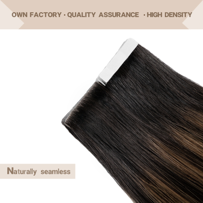 Meiverah Seamless Injected Hand-Tied Tape In Hair Extensions 20 Pcs/50 g Virgin Human Hair (#P1B/6/T1B)