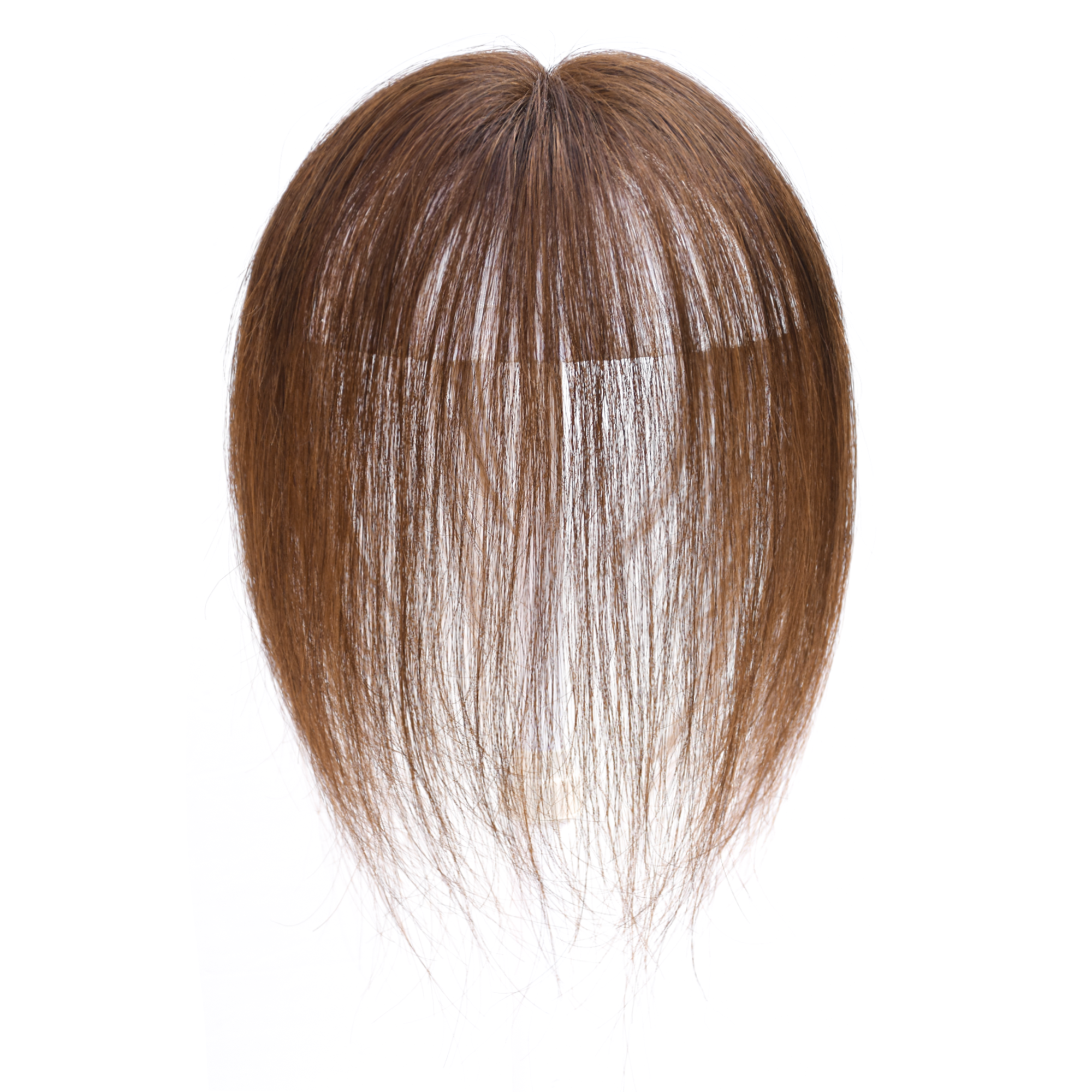 Meiverah Handmade Human Hair Middle Part Clip In Toupee No Bangs Seamless Natural Topper Breathable Mesh Base Women Thickening Hairpiece (Medium Brown)