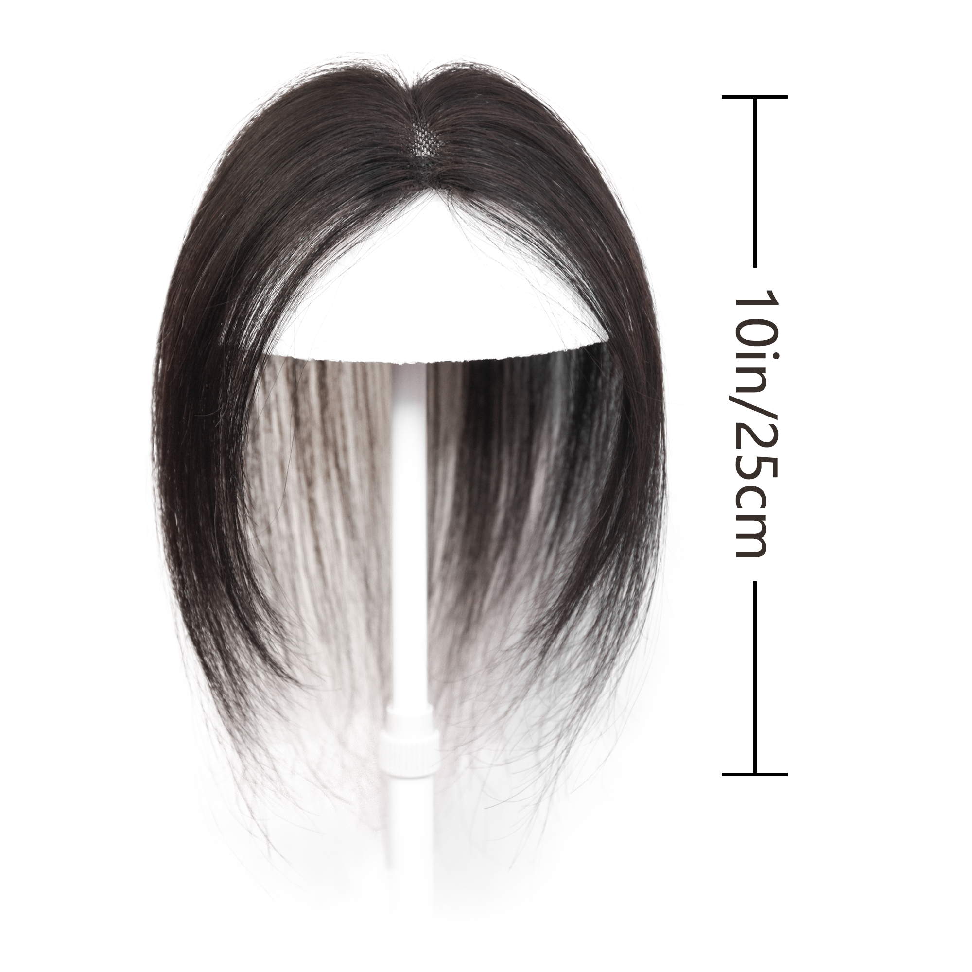 Meiverah Handmade Human Hair Middle Part Clip In Toupee No Bangs Seamless Natural Topper Breathable Mesh Base Women Thickening Hairpiece (1B Natural Black)