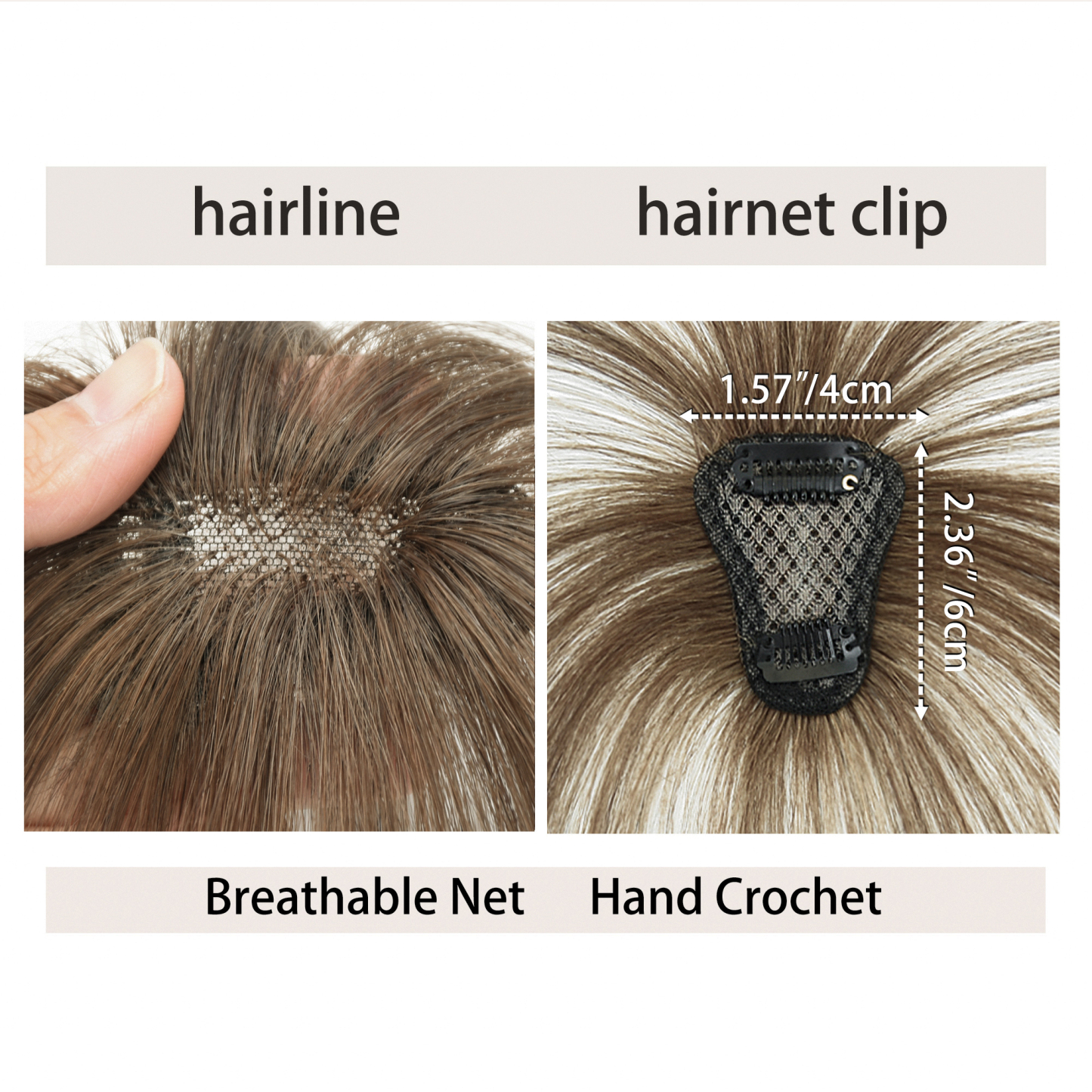 Meiverah Hair Clip in Bangs Real Human Hair with high cranial top for volume Light and airy French bangs for women Clip On Air Bangs for Daily Wear (Ash Brown 8#)