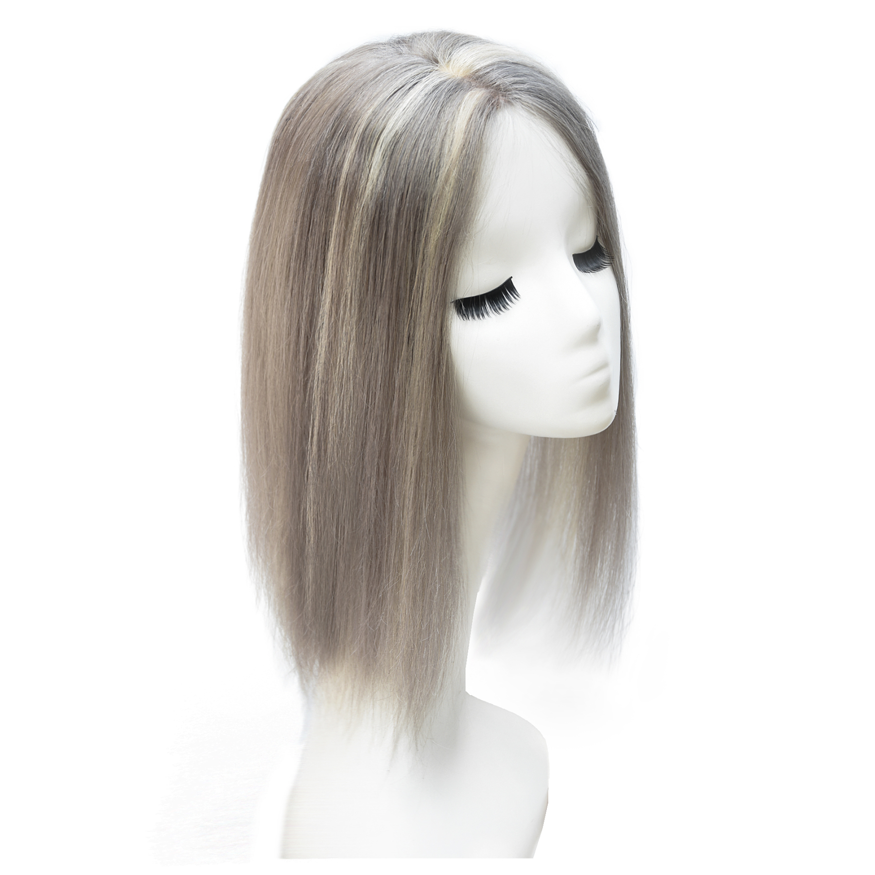 Meiverah Natural-Looking Handmade Full Hand-tied PU Mono Lace NO Bangs Clip-In Women Toupee -（P613/grey#）