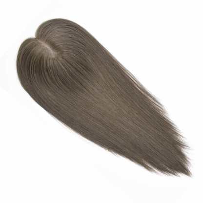 Meiverah Real Human Hair Full Hand-tied Mono Base Topper NO Bangs  Clip-In Thick Hairpiece for Women (#5 )