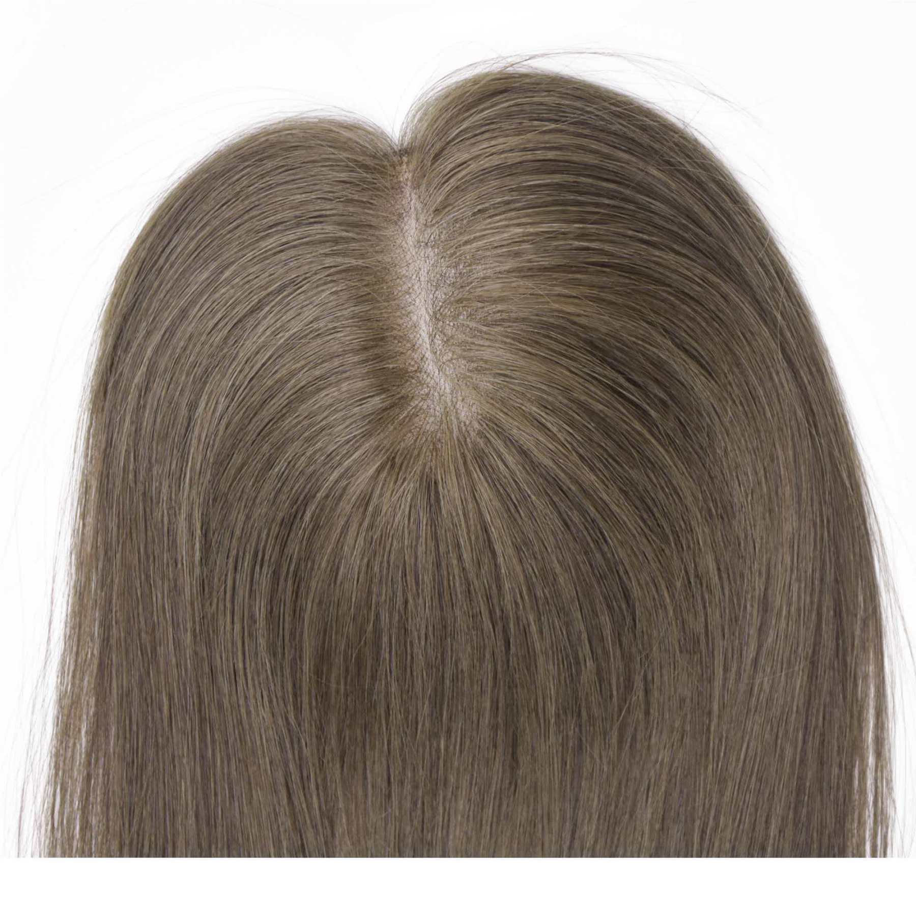 Meiverah Real Human Hair Full Hand-tied Mono Base Topper NO Bangs  Clip-In Thick Hairpiece for Women (#5 )