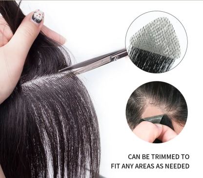 Meiverah Hair scar human hair replacement Accidental burns without hair for men women Hairline Loss Straight Tape in Replacement Toupee (Natural Black)