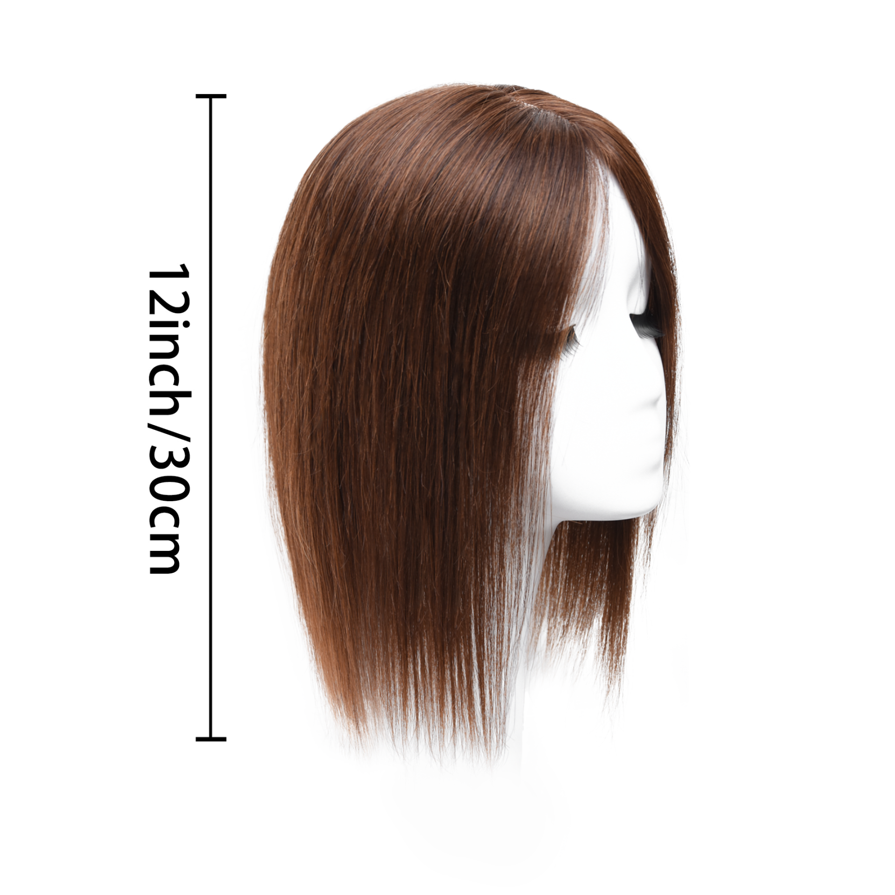 Meiverah Real Human Hair Hand-tied Mono Base Topper NO Bangs (Medium Moka Brown)- Clip-In Thick  Hairpiece for Women