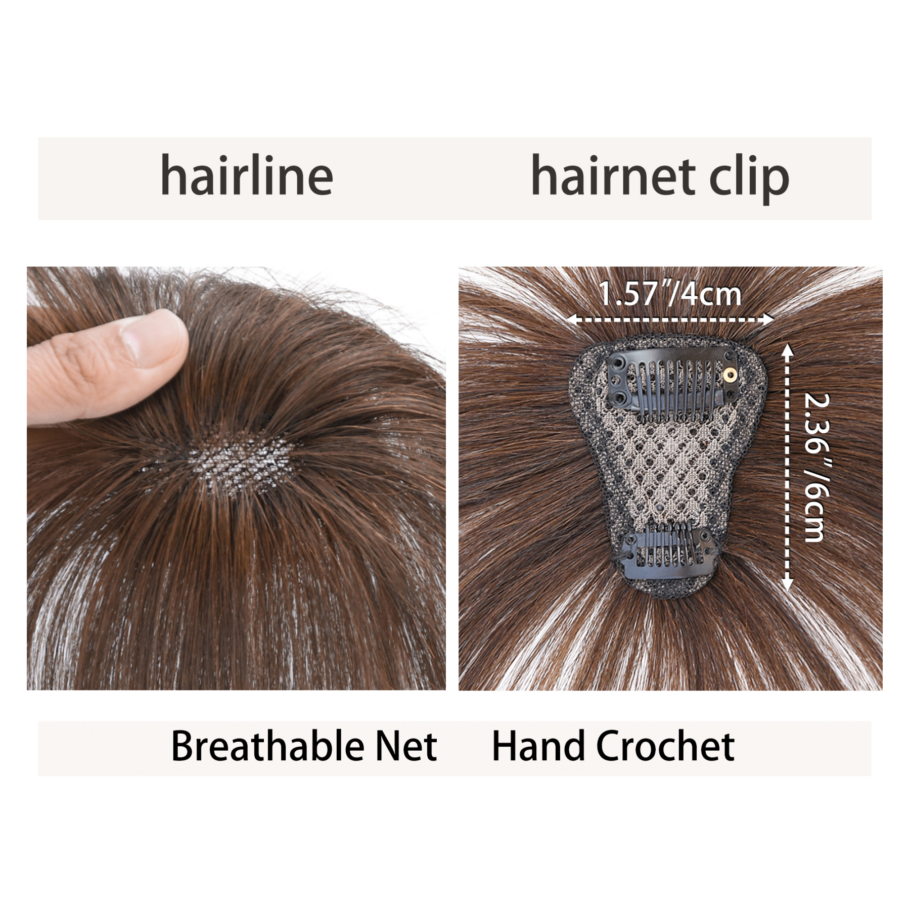 Meiverah Hair Clip in Bangs Real Human Hair with high cranial top for volume Light and airy French bangs for women Clip On Air Bangs for Daily Wear (Medium Brown)