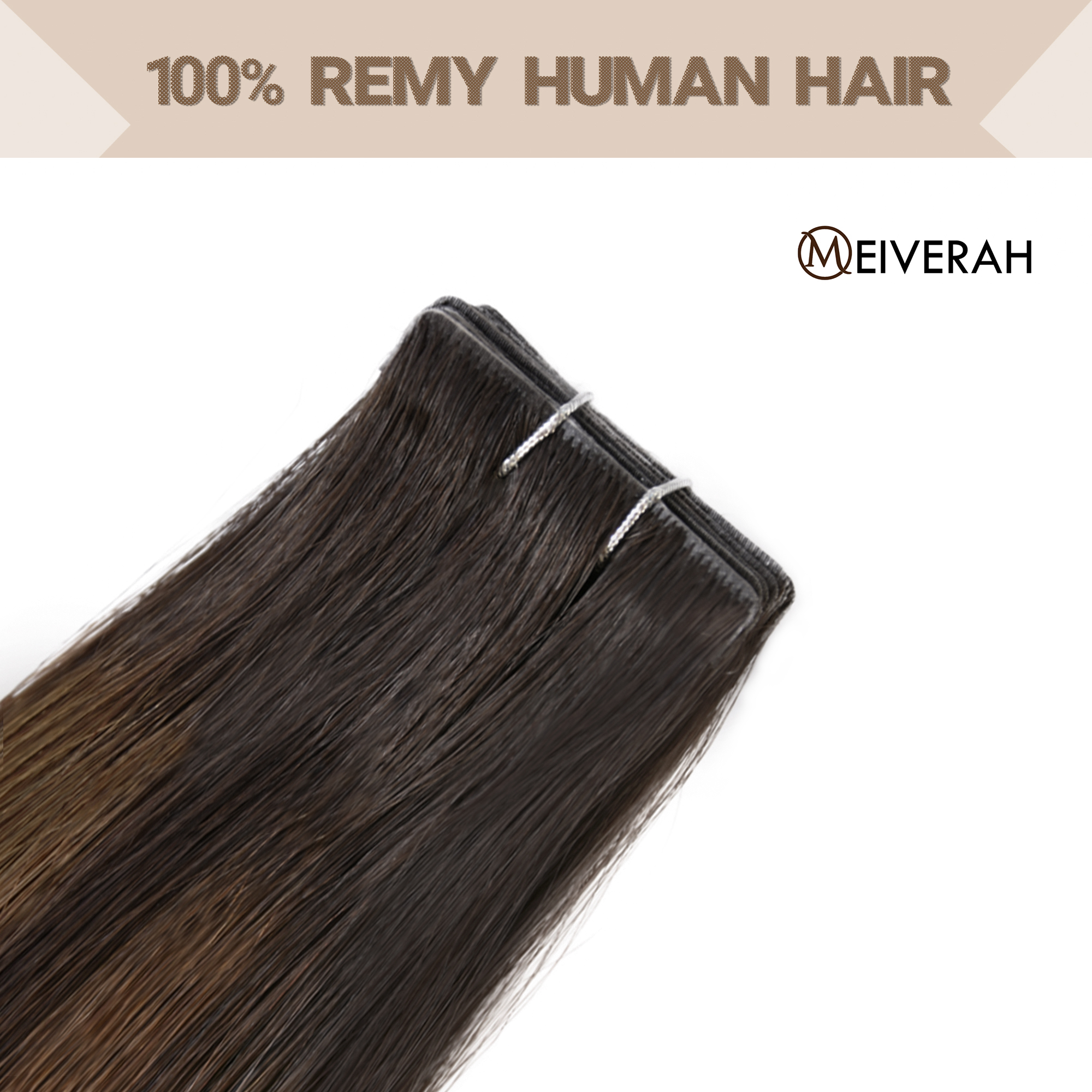 Meiverah Seamless Injected Hand-Tied Tape In Hair Extensions 20 Pcs/50 g Virgin Human Hair (#P2-6-T2)