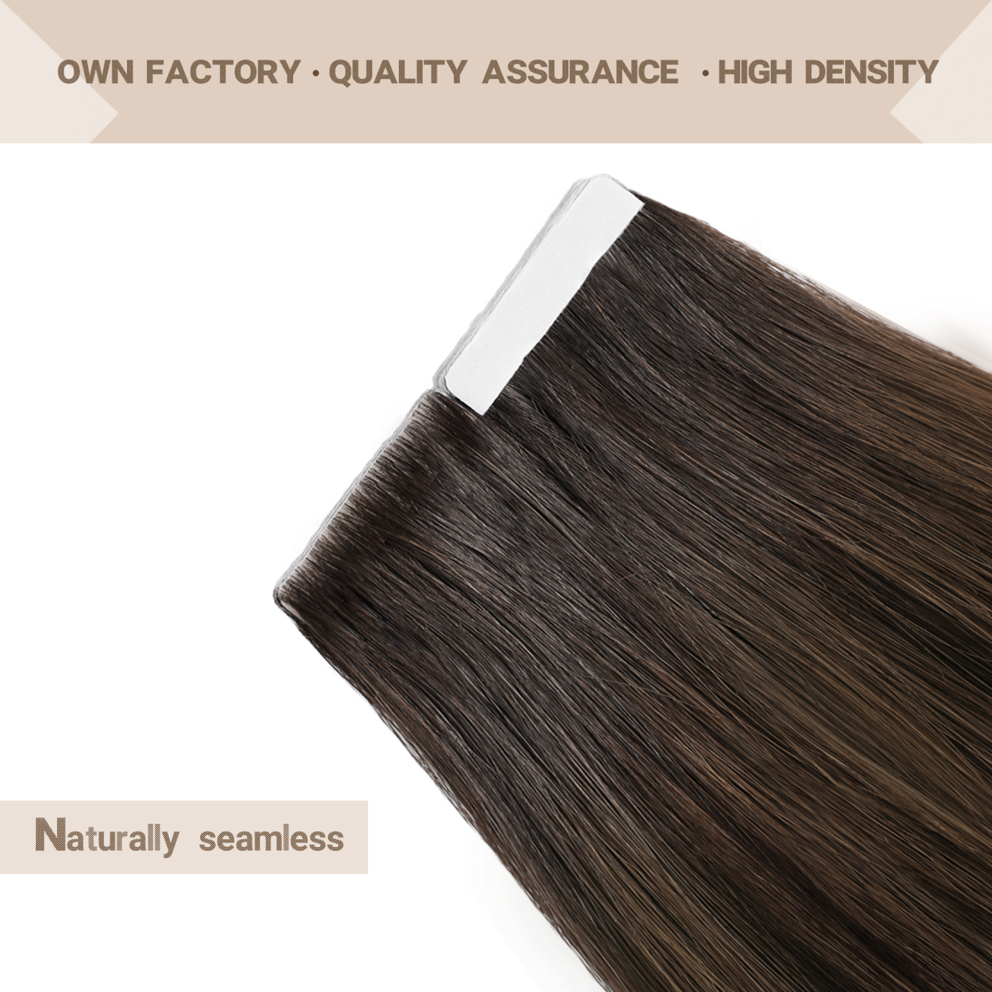 Meiverah Seamless Injected Hand-Tied Tape In Hair Extensions 20 Pcs/50 g Virgin Human Hair (#P2-6-T2)