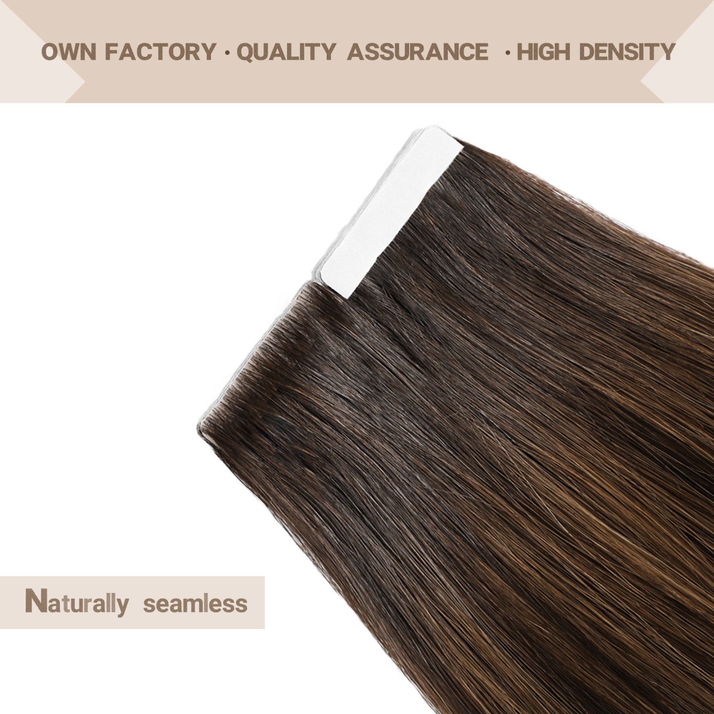 Meiverah Seamless Injected Hand-Tied Tape In Hair Extensions 20 Pcs/50 g Virgin Human Hair (P2-6-T2)