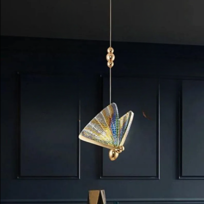 Vlinder Diseña Mariposa Metal/Sílice Lámpara Colgante Dorada