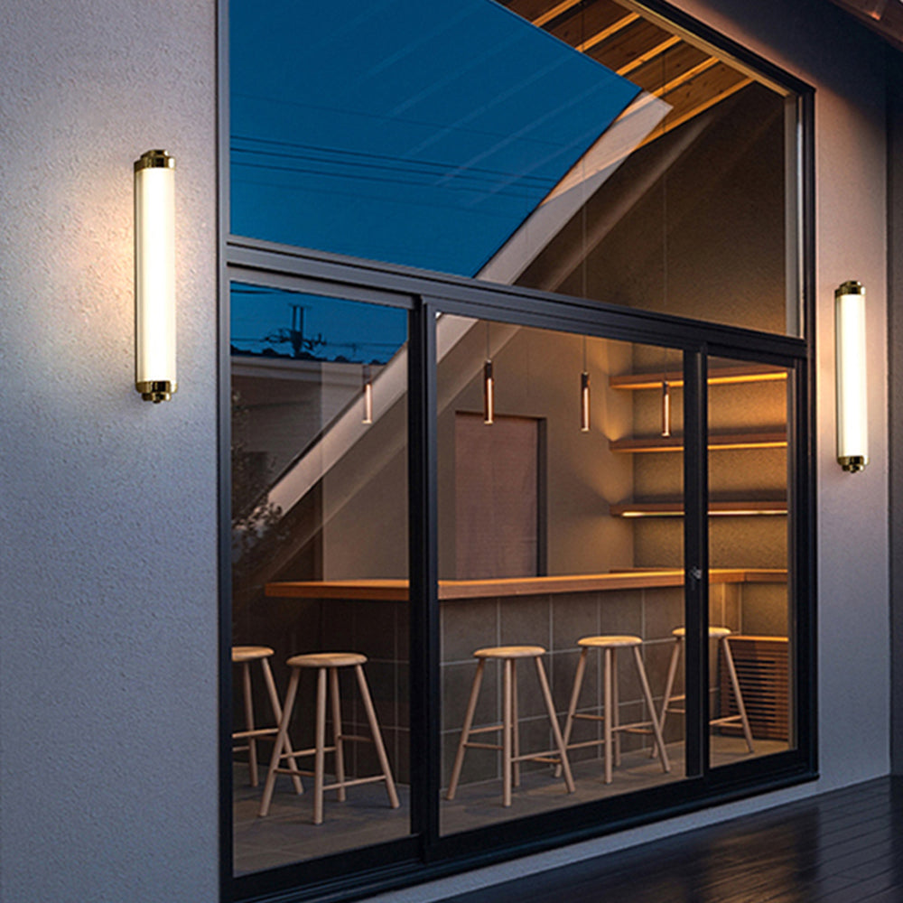 Edge Lámpara de pared Exterior Minimalista Negro Dorado y Plateado