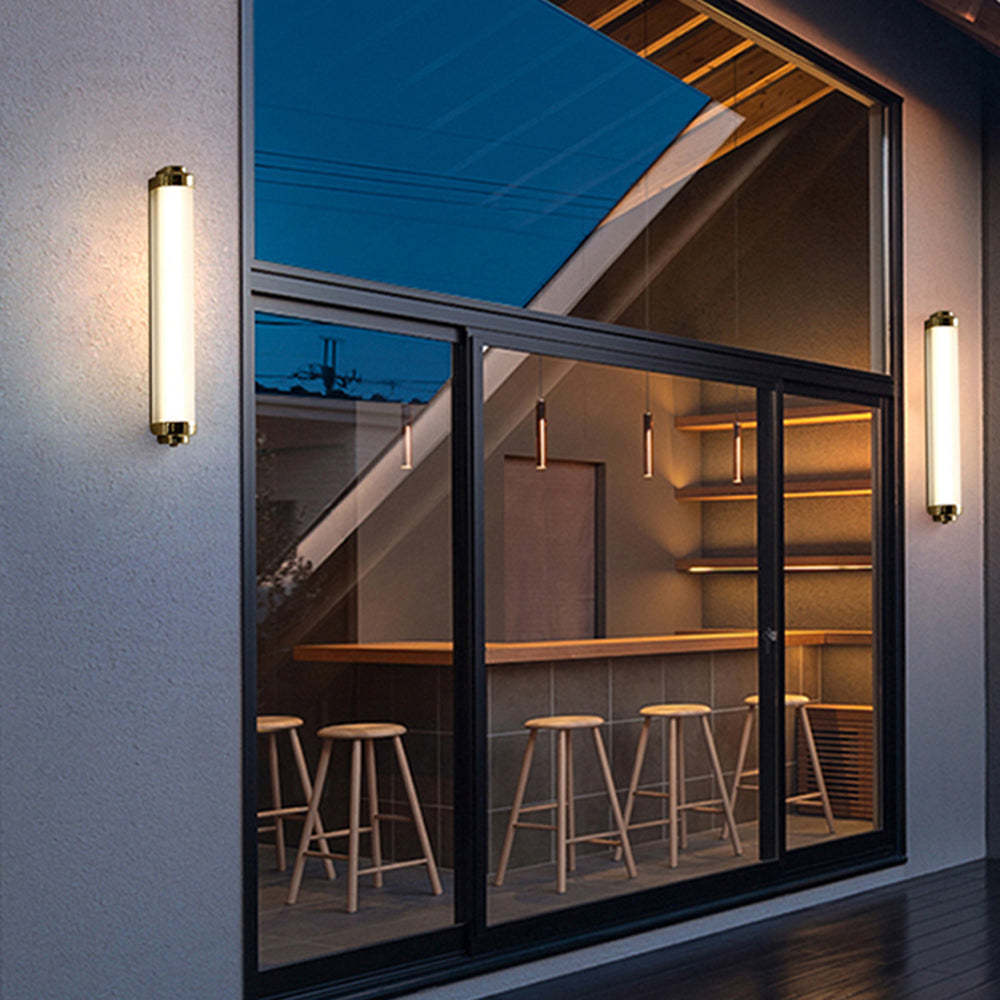 Edge Lámpara de pared Exterior Minimalista Negro Dorado y Plateado