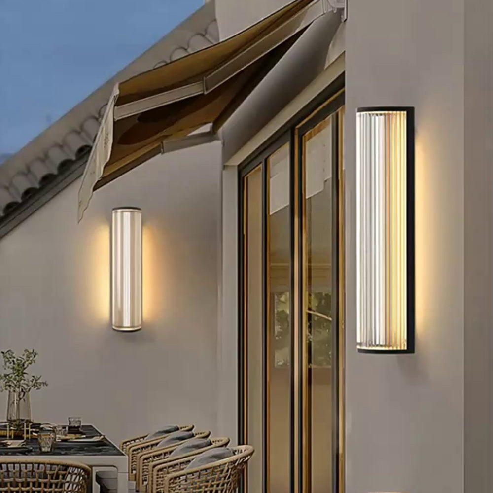 Orr Medio cilindro LED Solar Aplique Exterior Metal Acrílico Jardín Terraza