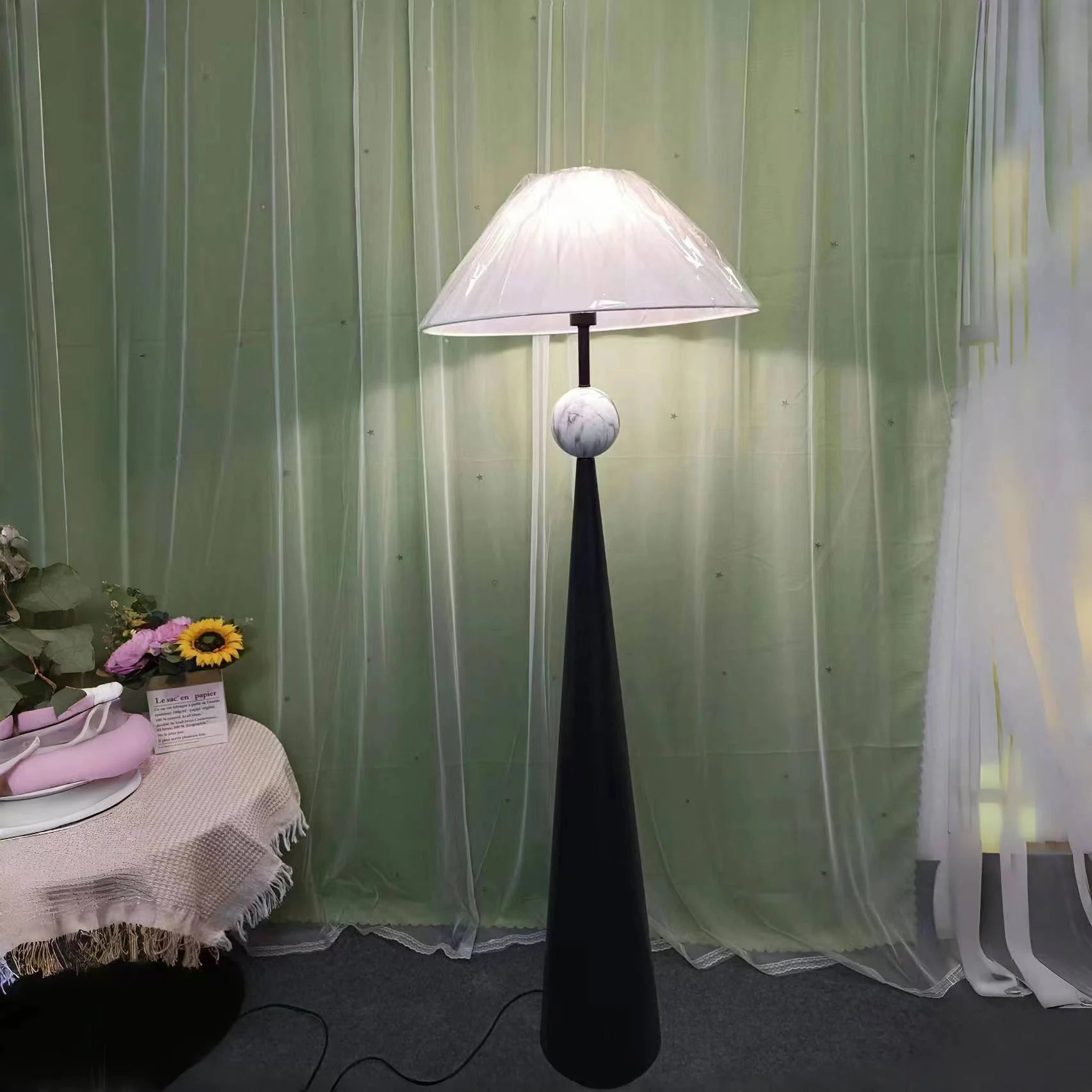 Hakka Fabric Metal Cone Floor Lamp