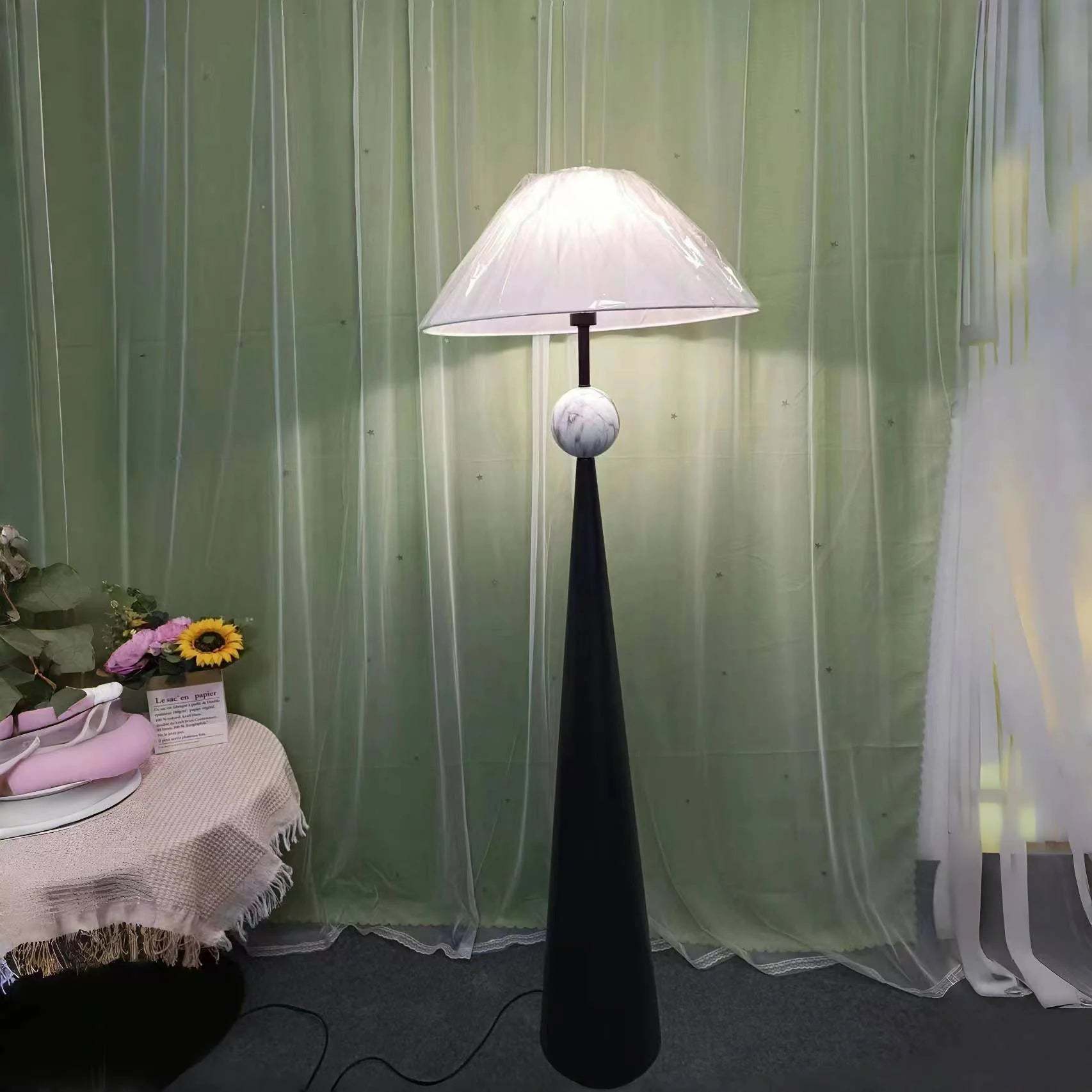 Hakka Fabric Metal Cone Floor Lamp