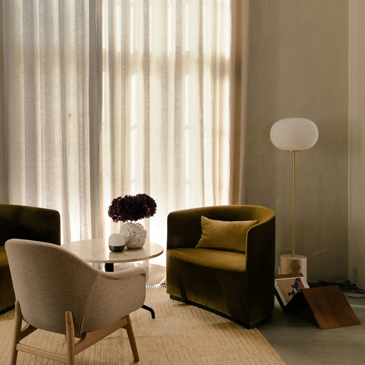Axis Minimalist Alabaster Brass Floor Lamp