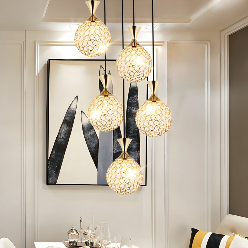 Valentina Moderno LED Bola Cristal Lámpara Colgante Oro Sala de Estar