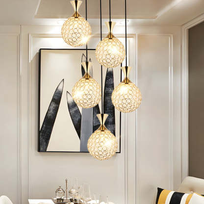 Valentina Moderno LED Bola Cristal Lámpara Colgante Oro Sala de Estar