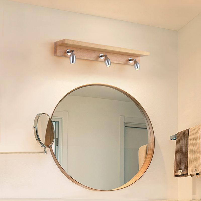 Ozawa Apliques de pared LED Minimalista redonda/rectangular/ovalada marrón para baño/dormitorio, madera y acrílico.