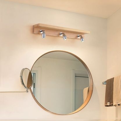 Ozawa Apliques de pared LED Minimalista redonda/rectangular/ovalada marrón para baño/dormitorio, madera y acrílico.