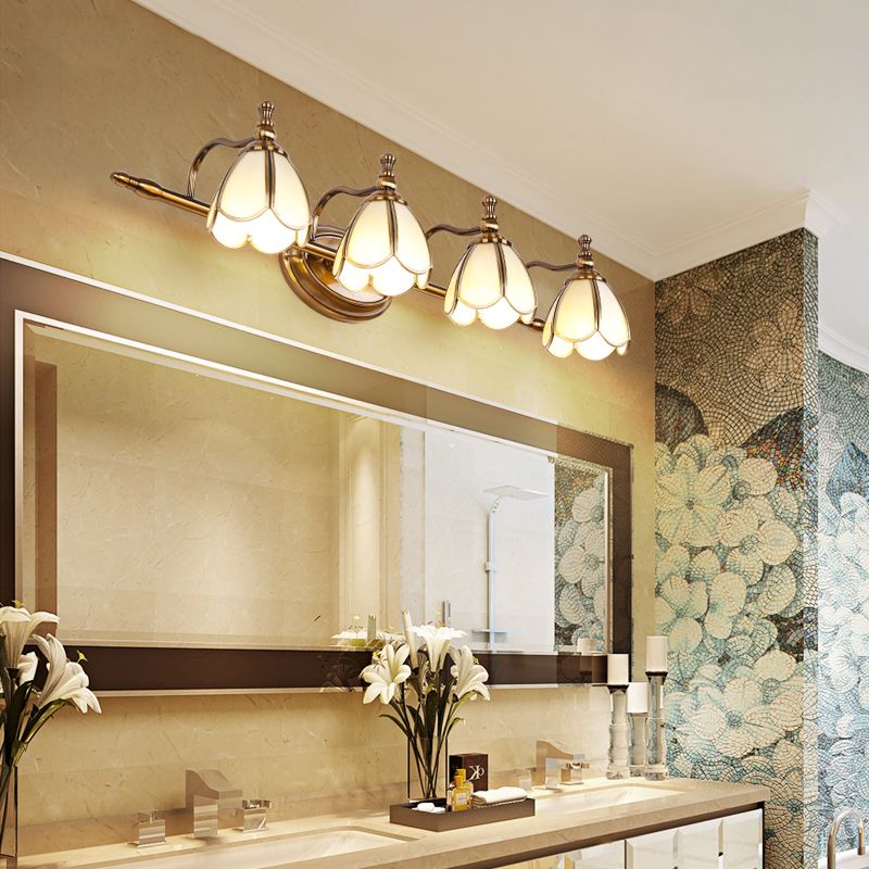 Félicie Retro Flor LED Aplique Blanco/Amarillo Cuarto de Baño/Salón Metal Vidrio 2/3/4/5 Luminarias
