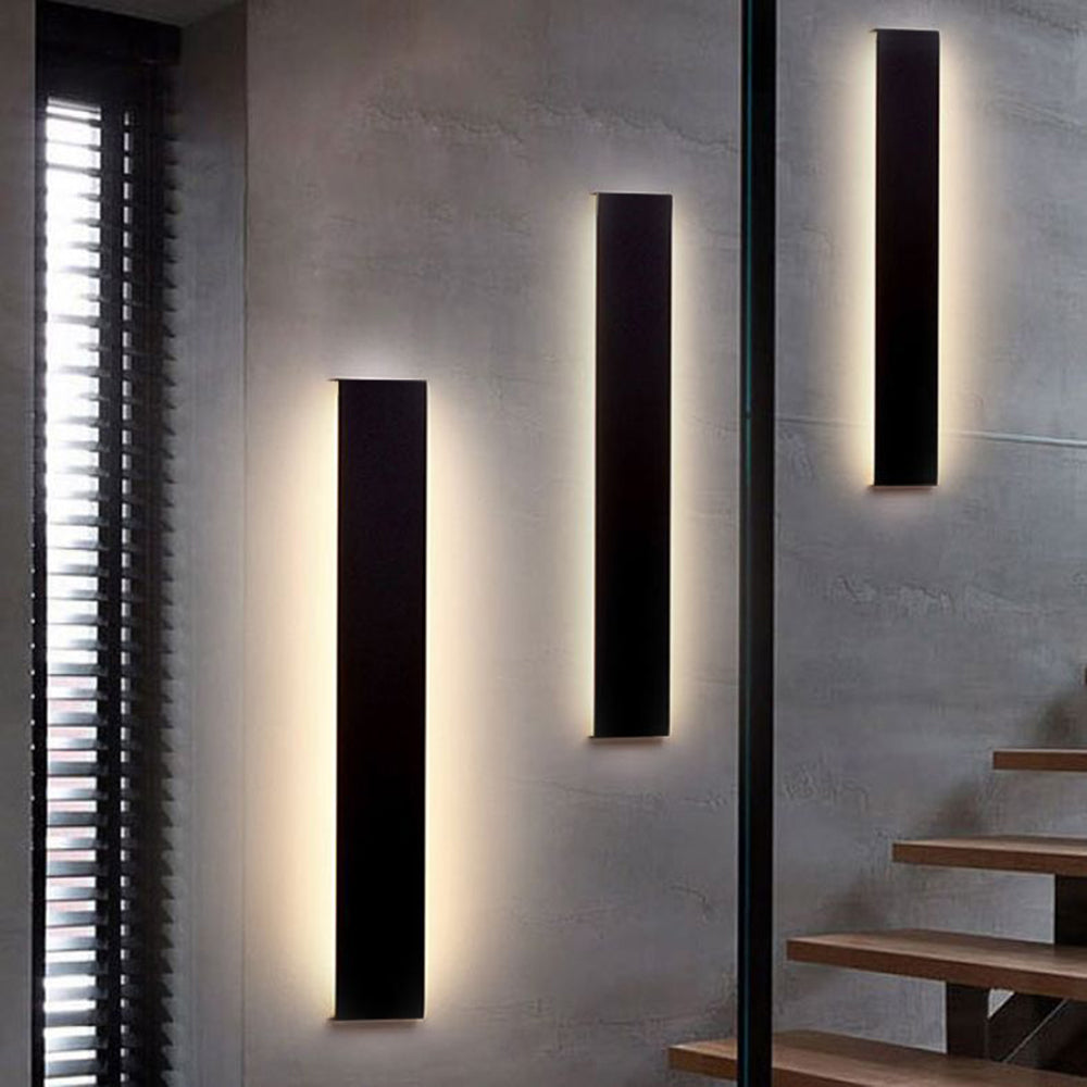 Edge Moderno LED Aplique Interior Rectangular Negro/Cuarto de Baño/Salón Blanco/Dorado