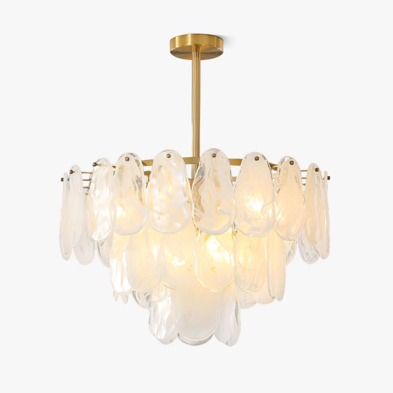 Verona Cloud Glass Tiered Brass Chandelier