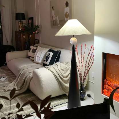 Hakka Fabric Metal Cone Floor Lamp
