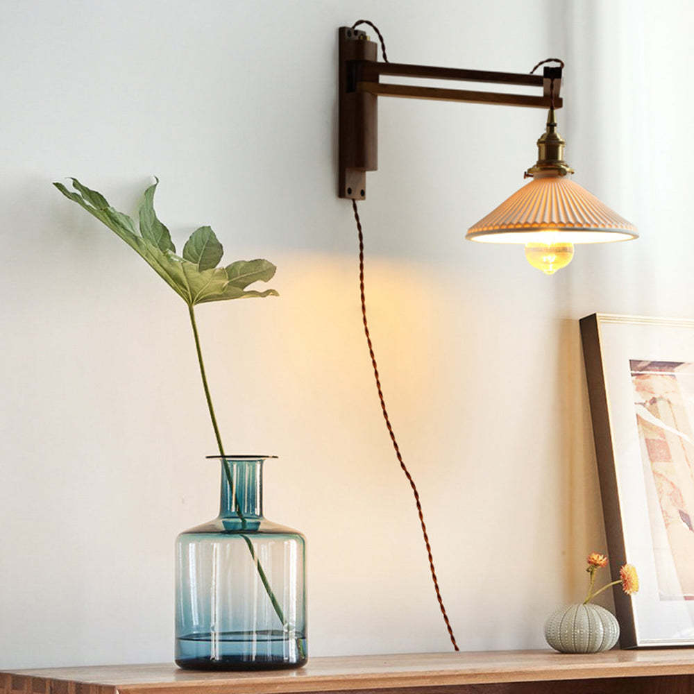 Ozawa Vintage Cerámica/Madera LED Aplique de Pared