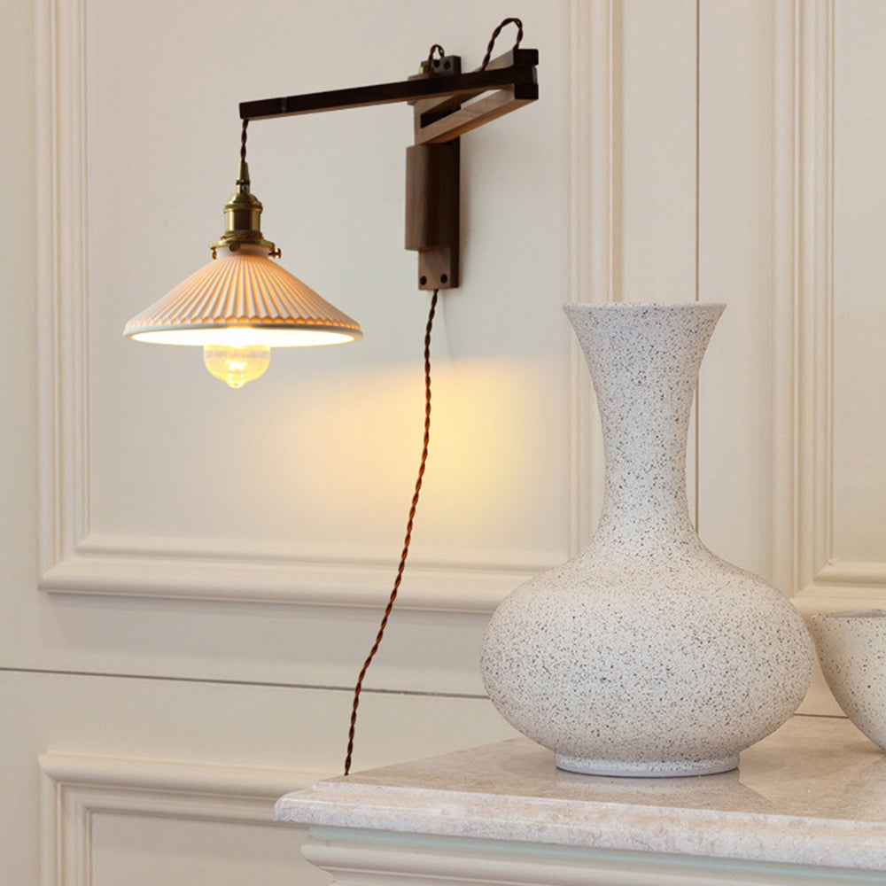 Ozawa Vintage Cerámica/Madera LED Aplique de Pared