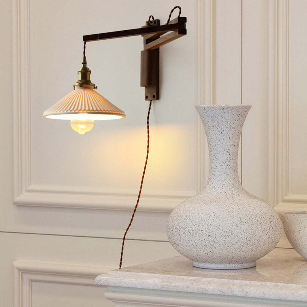 Ozawa Vintage Cerámica/Madera LED Aplique de Pared