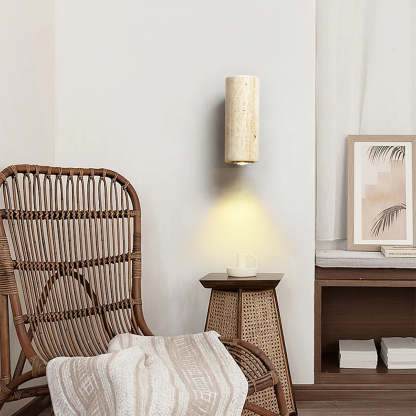 Dune Blend Yellow Travertine Wood Wall Light