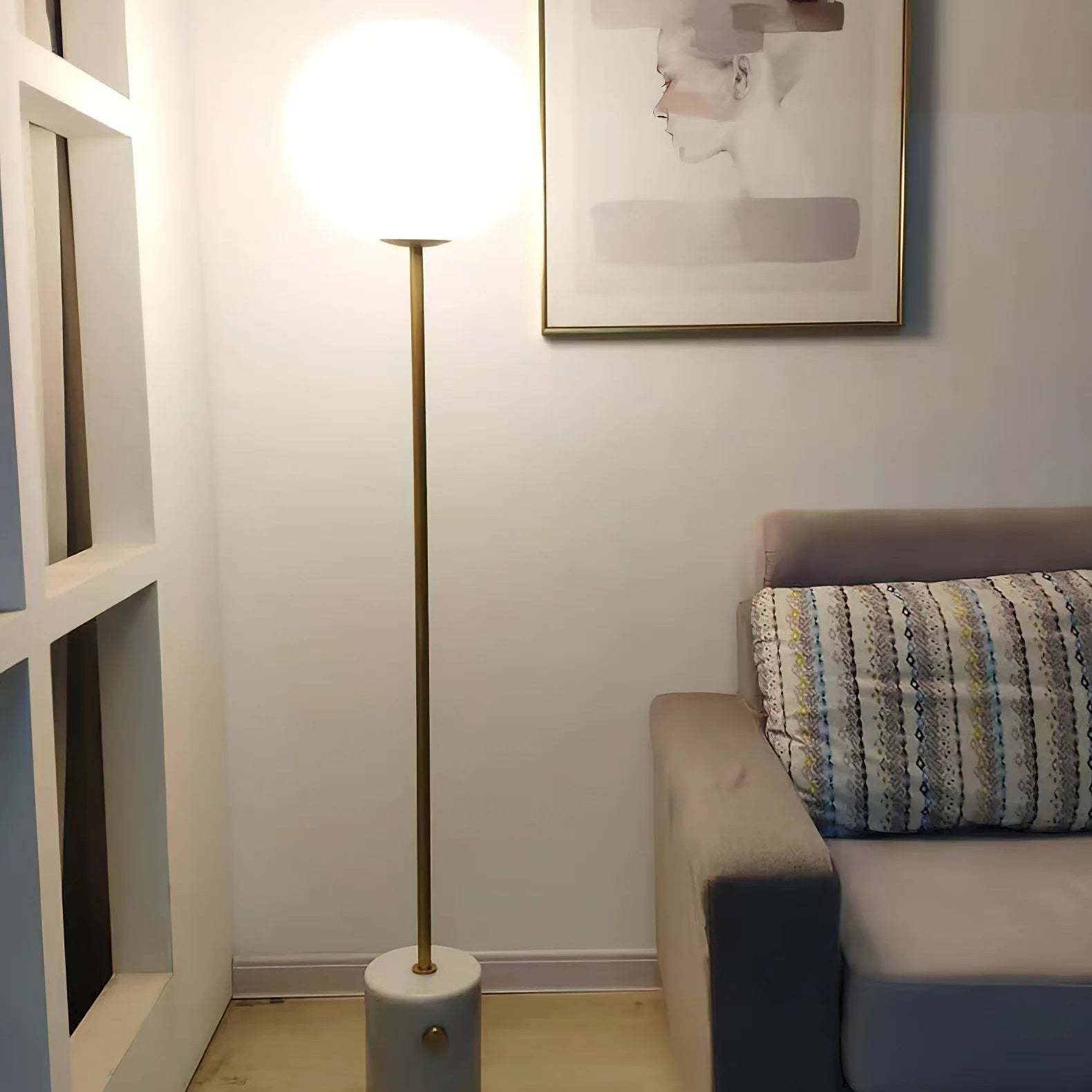 Axis Minimalist Alabaster Brass Floor Lamp