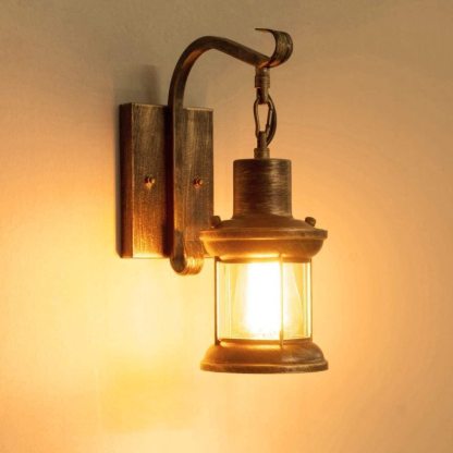 Alessio Industrial Retro Wall Lamp Negro/Bronce Interior Metal/Vidrio