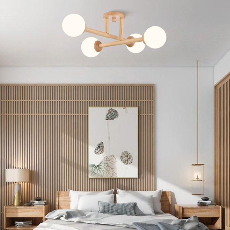Ozawa Nórdica Multiple Bolas Vidrio Lámpara de Techo Madera