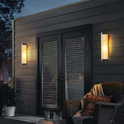 Orr Moderno Semicircular LED Aplique Exterior Negro Jardín Metal Vidrio