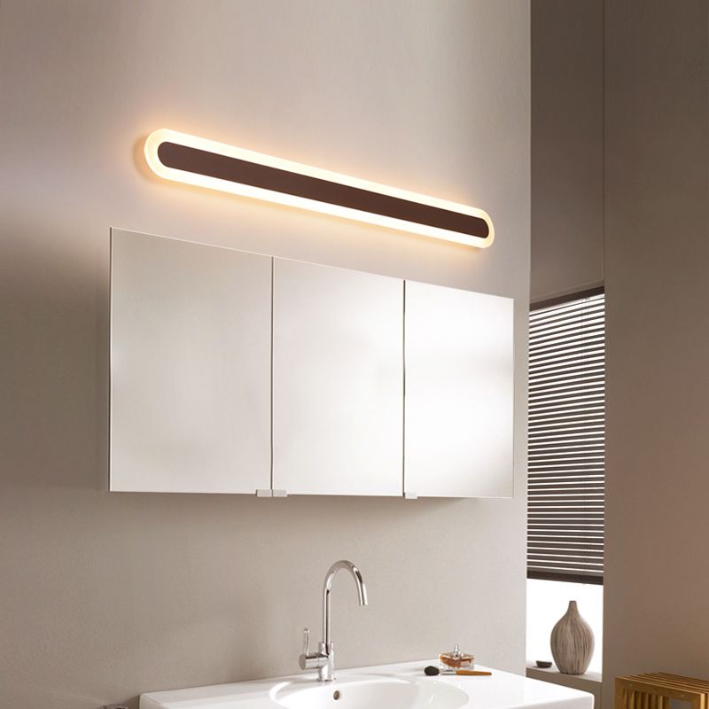 Edge Moderno Lineal LED Aplique Blanco/ Marrón Cuarto de Baño Metal Acrílico Tallas 40/59/80/99CM