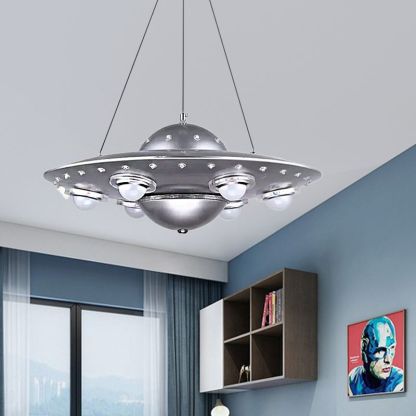 Alessio Diseño OVNI LED Lámpara Colgante Plata Dormitorio/Habitación Infantil Metal y Vidrio ∅ 50CM