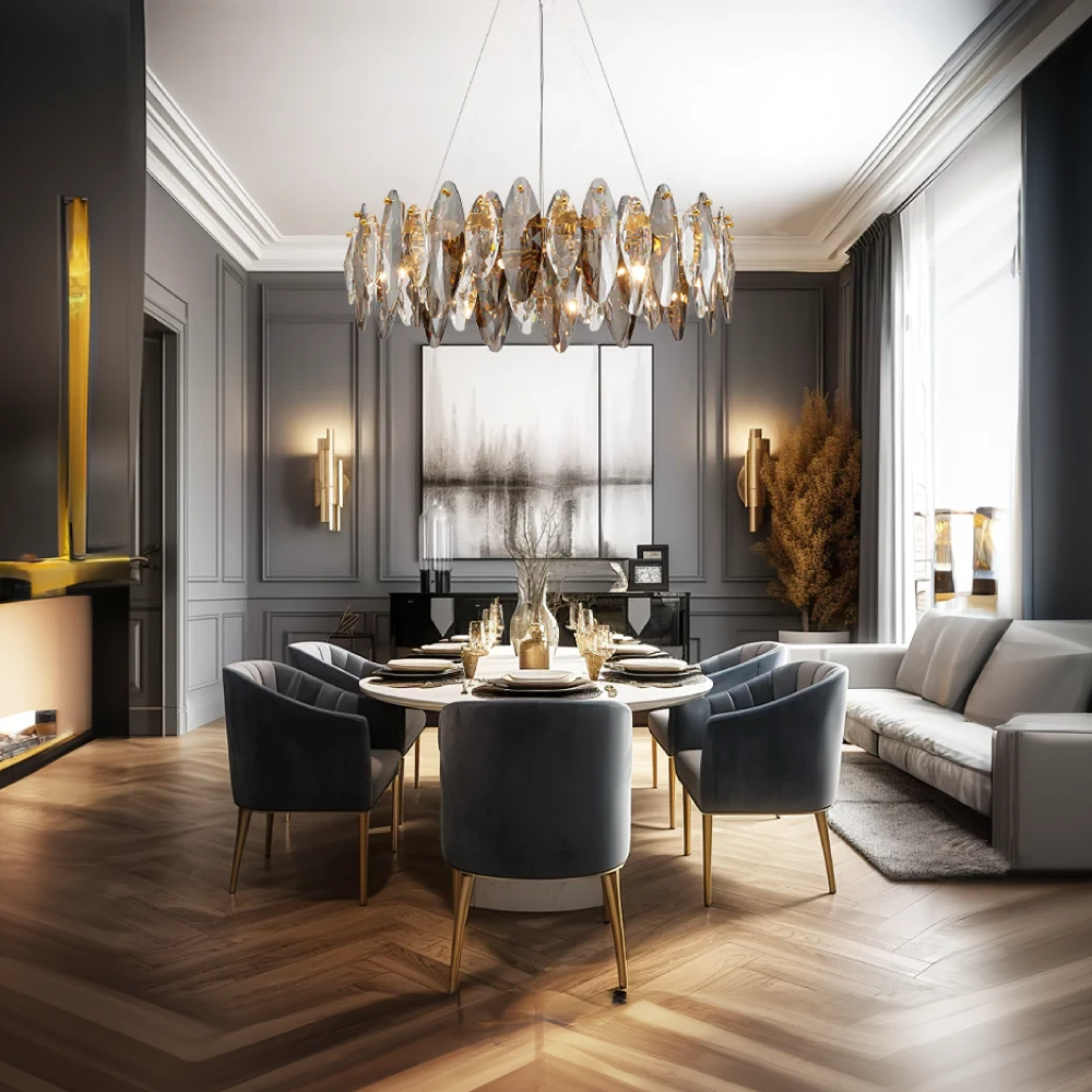 Marilyn Crystal Lámparas de Araña LED Elíptico Vidrio/Metal Oro Salón