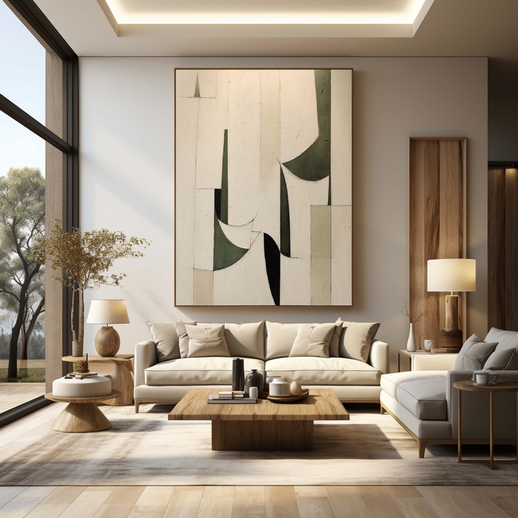 Arte Minimalista Beige Wabi-Sabi En Lienzo Enmarcado Al Óleo | Las Sola