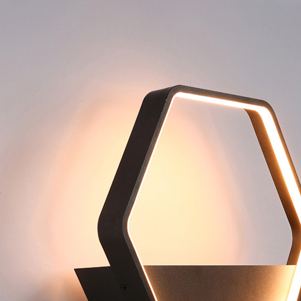 Orr Hexagonal Solar Aplique Exterior Metal Jardín Pasillo