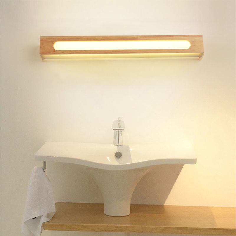Ozawa Apliques de pared LED Minimalista redonda/rectangular/ovalada marrón para baño/dormitorio, madera y acrílico.