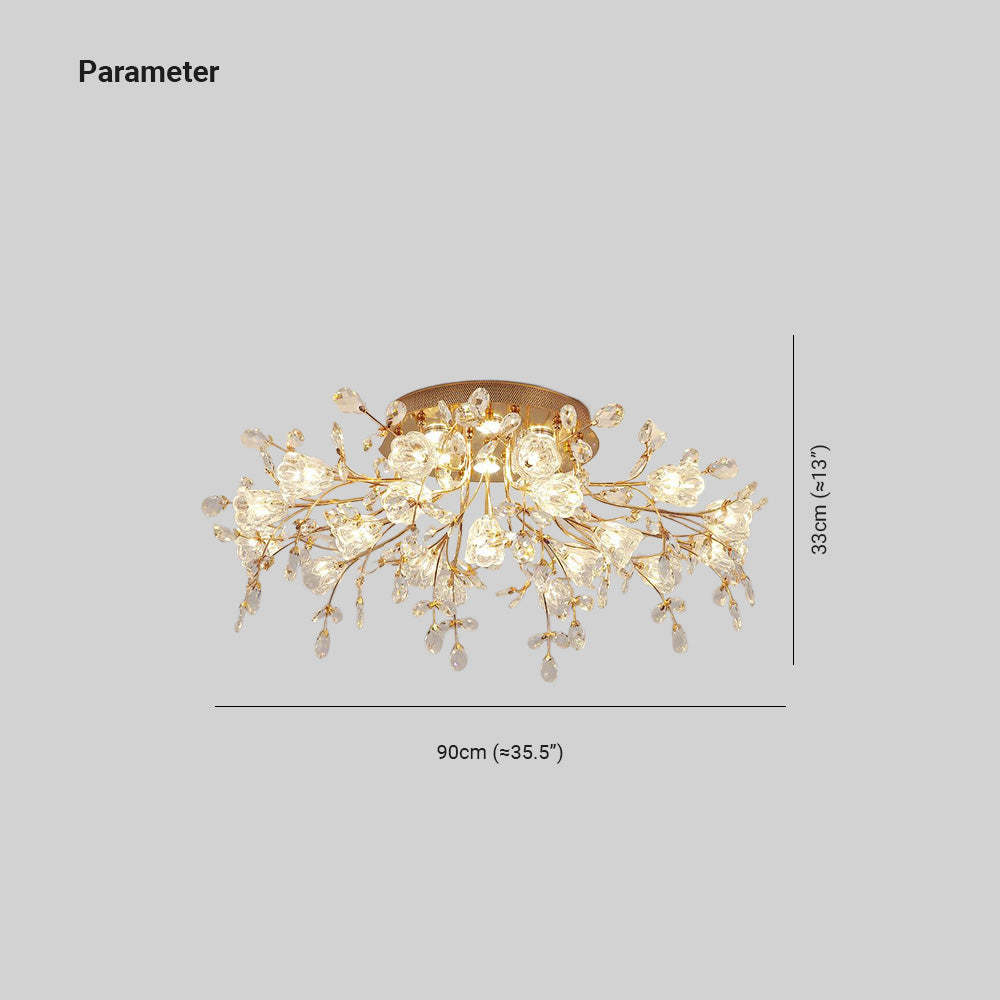 Lili Moderna Decorativa Metal/Vidrio Lámpara de Techo Dorada